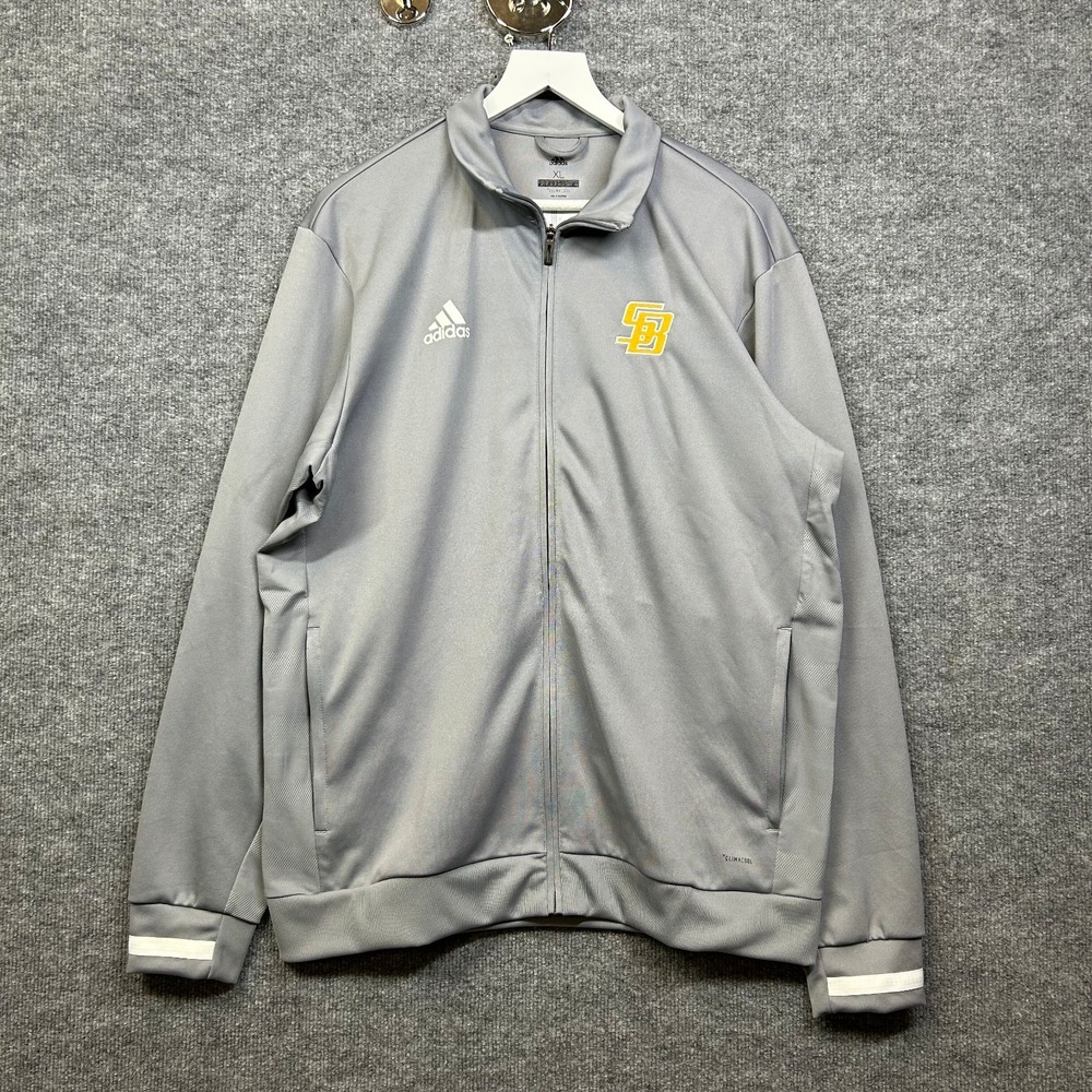Adidas Track Jacket Men XL Gray Good Climacool Full Zip Athletic SB Logo